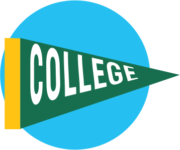 A green triangular flag icon with the word 'College' written on it.